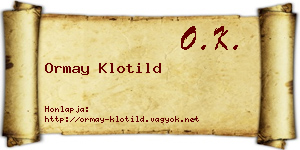 Ormay Klotild névjegykártya